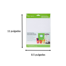 Cargar imagen en el visor de la galería, 12 HOJAS DE PAPEL ADHESIVO IMPRIMIBLE CRICUT 8.5 X 12 PULGADAS