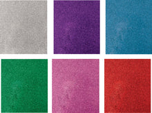Cargar imagen en el visor de la galería, 6 HOJAS DE IRON-ON GLITTER CÁLIDOS CRICUT 12 X 12 PULGADAS