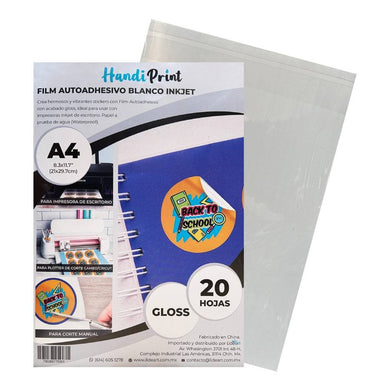 ADHESIVO PLATA INKJET SEMI GLOSS A4*20 HANDI PRINT a prueba de agua (Waterproof)