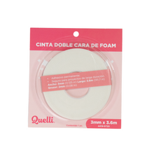 Cargar imagen en el visor de la galería, CINTA DOBLE CARA DE FOAM 3MM X 3.6MTS QUELLI 1 PIEZA