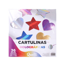 Cargar imagen en el visor de la galería, Cartulinas Holograficas 12x12" Quelli Paq 36pzs - Holografico
