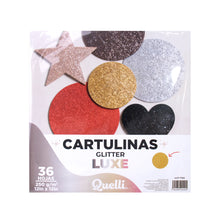 Cargar imagen en el visor de la galería, Cartulinas Luxe 12x12" Quelli Paq 36pz - Glitter