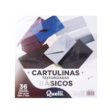 Cargar imagen en el visor de la galería, Cartulinas Texturizadas Básico 12x12" Quelli Paq 36pzs - Multi