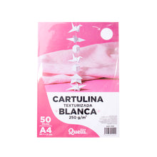 Cargar imagen en el visor de la galería, Cartulinas Texturizadas Blanca A4 Quelli Paquete 50 Pzs - Blanco
