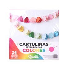 Cargar imagen en el visor de la galería, Cartulinas Texturizadas Colores 12x12" Quelli Paq 36pzs - MULTICOLOR