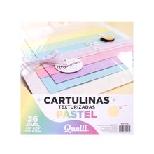 Cargar imagen en el visor de la galería, Cartulinas Texturizadas Pastel 12x12" Quelli Paq 36pzs - Pastel