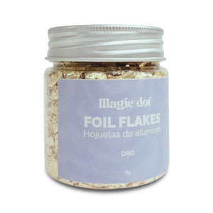 FOIL FLAKES HOJAS DE ALUMINIO ORO 3GR MAGIC DOT