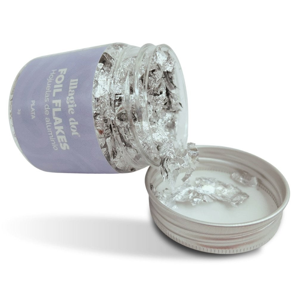 FOIL FLAKES HOJAS DE ALUMINIO PLATA 3GR MAGIC DOT