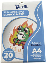 Cargar imagen en el visor de la galería, Film Adhesivo blanco inkjet mate A4*20 Handi Print (Imprimible a prueba de agua) (Waterproof)