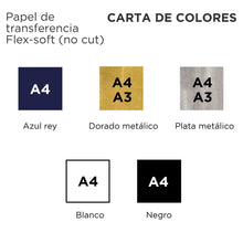 Cargar imagen en el visor de la galería, Hoja Papel de transferencia Forever Flex-Soft (no cut) tamaño Carta y A3