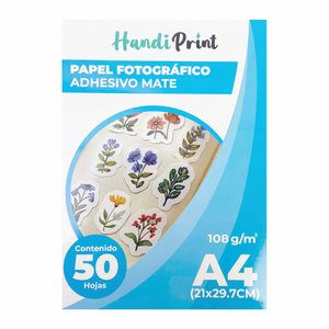 PAPEL FOTOGRÁFICO ADHESIVO MATE A4*50 108GSM HANDI PRINT