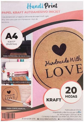 ADHESIVO PAPEL KRAFT  INKJET A4*20 HANDI PRINT