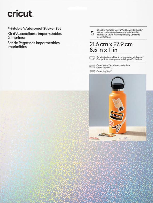 PAPEL ETIQUETA IMPRIMIBLE WATERPROOF HOLOGRÁFICO CARTA 5PZ CRICUT | 2010349