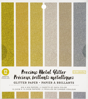 Papel Glitter Metálico 6x6 pulg 12pz | 74033-BL