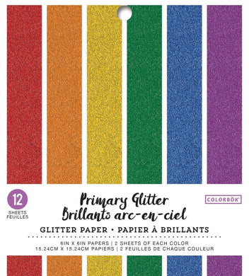 Papel Glitter Primarios 6X6 pulg 12pzas | 74035