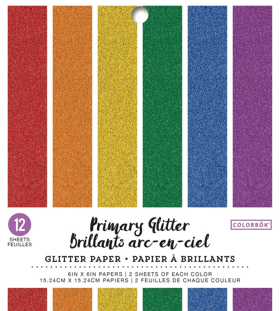 Papel Glitter Primarios 6X6 pulg 12pzas | 74035