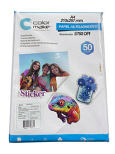Cargar imagen en el visor de la galería, ADHESIVO Papel fotográfico glossy 50 hojas Color Make 135 grs (resistente al agua)