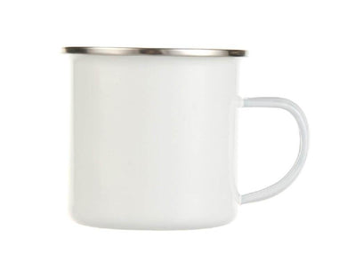 Taza blanca esmaltada de 12oz. con borde plateado para sublimación Sublimarts