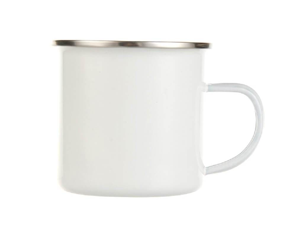 Taza blanca esmaltada de 12oz. con borde plateado para sublimación Sublimarts