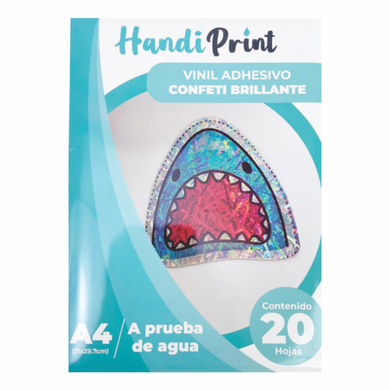 VINIL ADHESIVO HOLOGRÁFICO CONFFETI BRILLANTE INKJET A4*20 HANDI PRINT