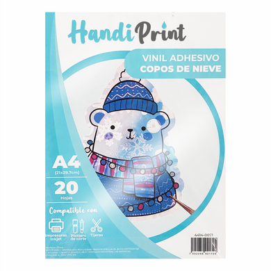VINIL ADHESIVO HOLOGRÁFICO COPOS DE NIEVE INKJET A4*20 HANDI PRINT
