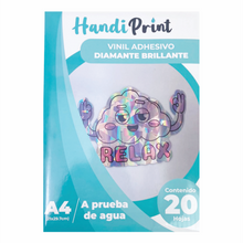 Cargar imagen en el visor de la galería, VINIL ADHESIVO HOLOGRÁFICO DIAMANTE BRILLANTE INKJET A4*20 HANDI PRINT