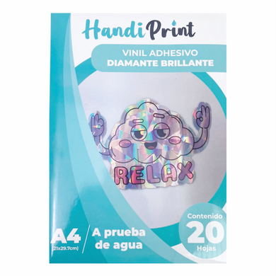 VINIL ADHESIVO HOLOGRÁFICO DIAMANTE BRILLANTE INKJET A4*20 HANDI PRINT