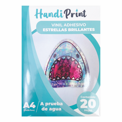 VINIL ADHESIVO HOLOGRÁFICO ESTRELLAS BRILLANTES INKJET A4*20 HANDI PRINT