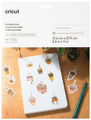 VINIL IMPRIMIBLE TRANSPARENTE TAMAÑO CARTA 12PZ CRICUT | 2010357