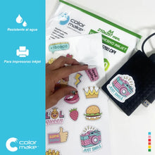 Cargar imagen en el visor de la galería, Vinil Adhesivo Imprimible Inkjet Blanco Brillante A4 20 hojas Color Make (Resistente a gotas de agua)