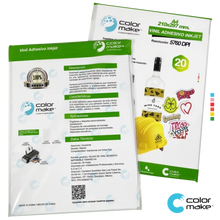Cargar imagen en el visor de la galería, Vinil Adhesivo Imprimible Inkjet Blanco Brillante A4 20 hojas Color Make (Resistente a gotas de agua)
