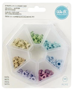 Ojales, Ojillos, Eyelets Y ESTUCHE 140 PIEZAS de 3/16" x 1/3" para manualidades We R Memory 140 PIEZAS