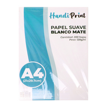 Cargar imagen en el visor de la galería, Paquete de papel suave blanco mate A4 120 gr Handi Print