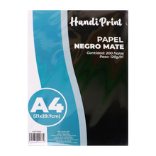 Cargar imagen en el visor de la galería, Paquete de papel suave negro mate A4 120 gr Handi Print
