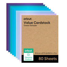 Cargar imagen en el visor de la galería, Cartulina Cricut Surtido Océano 80 hojas 21.59 x 27.94 cm 2012121
