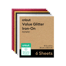 Cargar imagen en el visor de la galería, Vinil Iron-on Cricut Glitter Surtido 25.4 x 30.5 cm 6 pzas 2012074