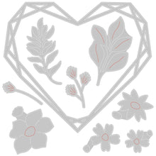 Cargar imagen en el visor de la galería, Troquel Delgado Marco Corazón Floral Jones Sizzix | 665478