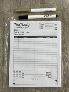 Hojas Impresas Mis Pedidos Tamaño: Memo / Media Carta / Medio Oficio