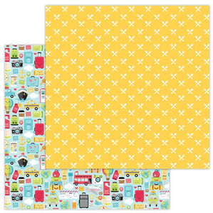CARTULINA DOBLE VISTA 1 HOJA DE 12" X 12" I LOVE TRAVEL DOODLEBUG