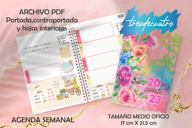Archivo Digital de: Agenda Semanal 2023 Chicas Flores Medio Oficio 17 x 21.5 cm