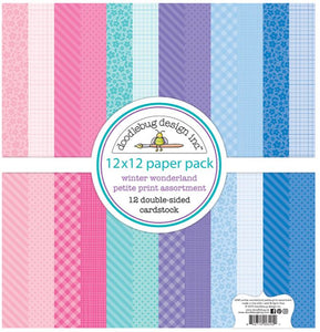 PAQUETE DE SURTIDO DE CARTULINAS WINTER WONDERLAND 12 PIEZAS 12" X 12" DOODLEBUG