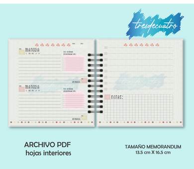 Archivo Digital para Libreta: Mis Tareas PDF Hojas interiores